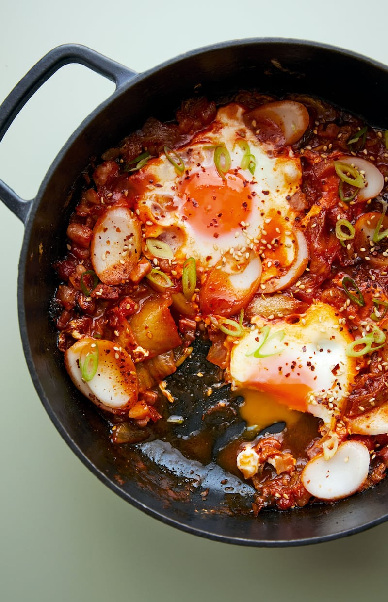 Ed Smith's kimchi and gochujang skillet eggs recipe