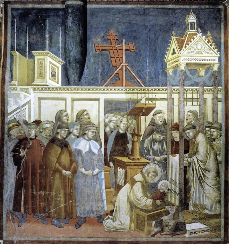 Giotto&#39;s depiction of St Francis of Assisi preparing the Christmas crib at Grecchio 