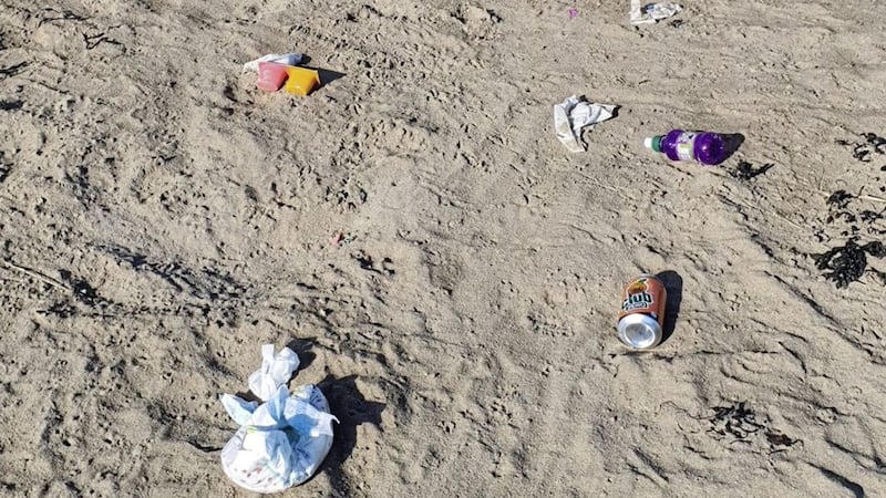Donegal Garda&iacute; posted pictures of used nappies and other litter left behind at Inishowen beaches which were closed to stop the spread of the coronavirus. 