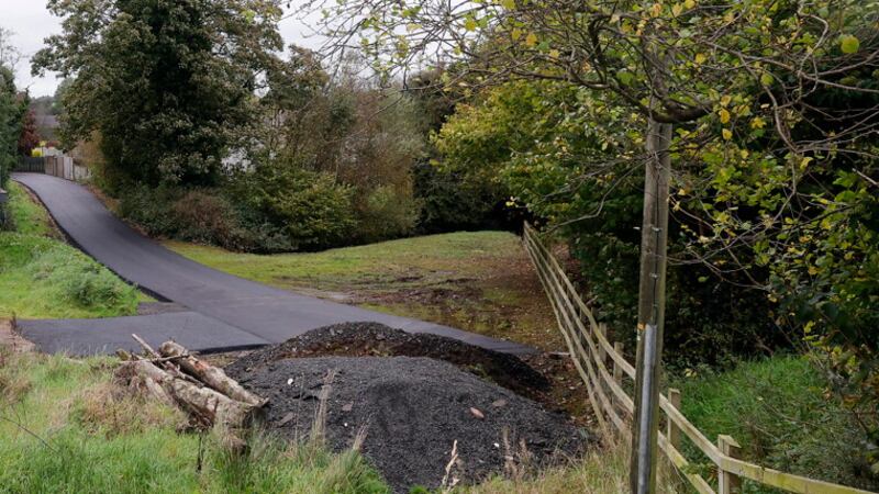 The road to nowhere near Dungannon resurfaced at a cost of close to £10,000. Picture courtesy of the Tyrone Courier. 