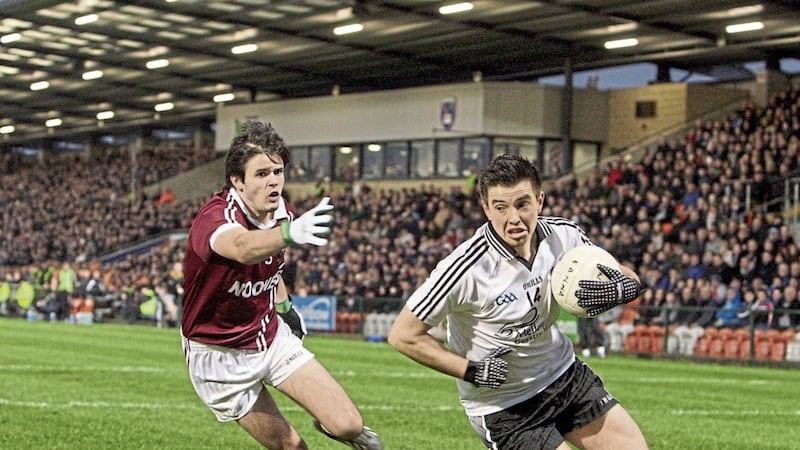 Slaughtneil&rsquo;s Karl McKaigue and Omagh&rsquo;s Ronan O&rsquo;Neill, pictured during the 2014 Ulster decider, are expected to renew acquaintances in tonight&rsquo;s Ulster Club SFC quarter-final Picture: Colm O&rsquo;Reilly 