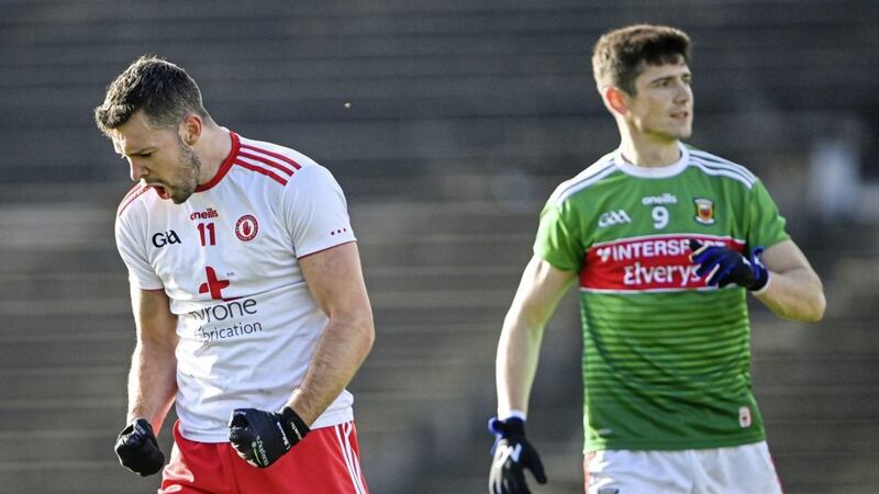 Conor McKenna bagged 2-2 as Tyrone defeated Mayo in Castlebar, proving he was more than ready to bring his skills to the inter-county scene after returning from Australia in September. Picture by Sportsfile 
