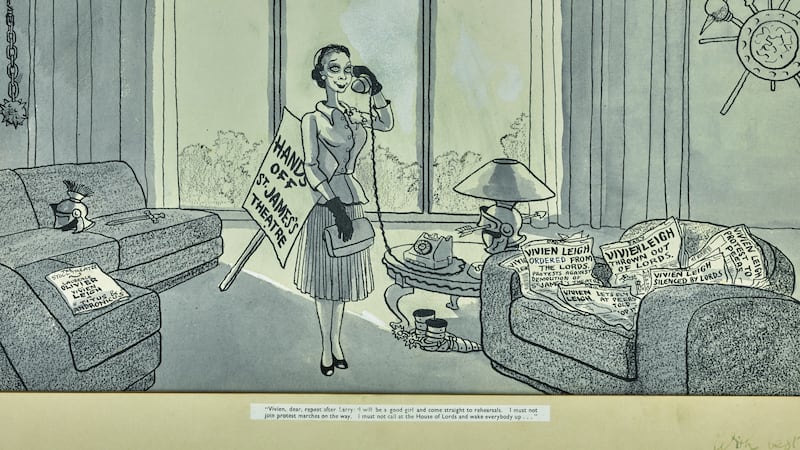 A cartoon parodying Vivien Leigh's protests is up for auction (Sotheby's)