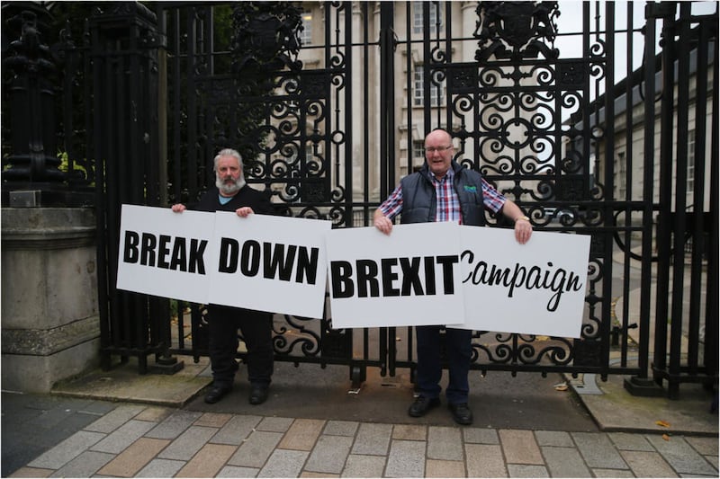 The &#39;Break down BREXIT&#39; campaign outside the High Court in Belfast earlier this month. Picture by Hugh Russell 