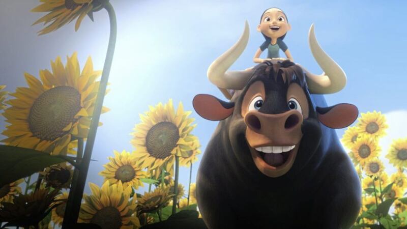 Undated film still handout from Ferdinand. Pictured: Ferdinand (voiced by John Cena) and Nina (Katie Silverman). See PA Feature FILM Reviews. Picture credit should read: PA Photo/Blue Sky Studios/Twentieth Century Fox Film Corporation. WARNING: This picture must only be used to accompany PA Feature FILM Reviews. 