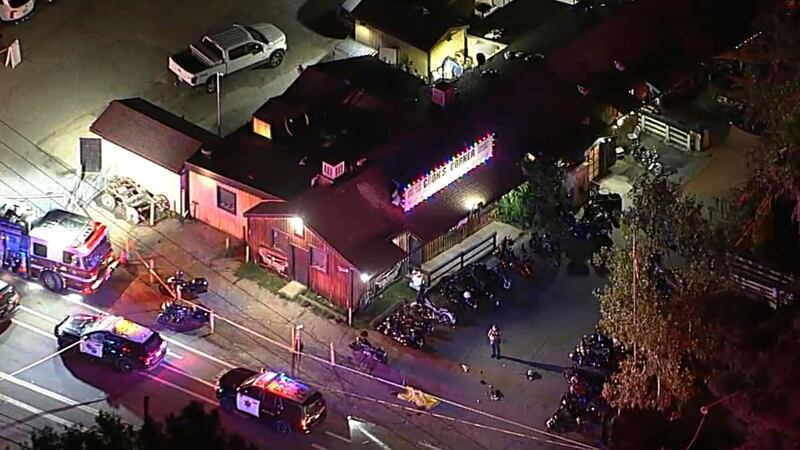 Authorities at the scene of the fatal shooting (ABC7 Los Angeles via AP)