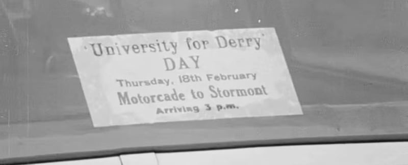 The cavalcade on February 18 1965 was joined by 2,000 cars. Picture by Northern Ireland Screen&#39;s Digital Film Archive. 