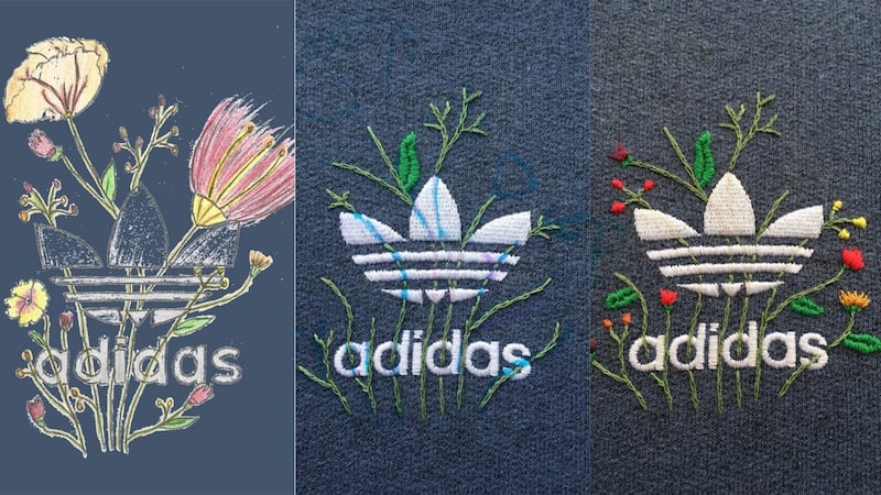 The adidas embroidery as a work in progress