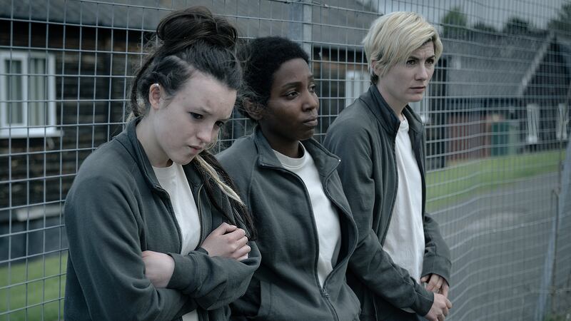 Bella Ramsey (Kelsey), Tamara Lawrance (Abi) and Jodie Whittaker (Orla) starring in the second series of Time (BBC Studios/Sally Mais/BBC)