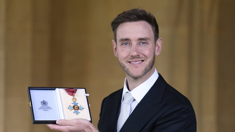 Stuart Broad was made a CBE by the Princess Royal at Windsor Castle on Tuesday