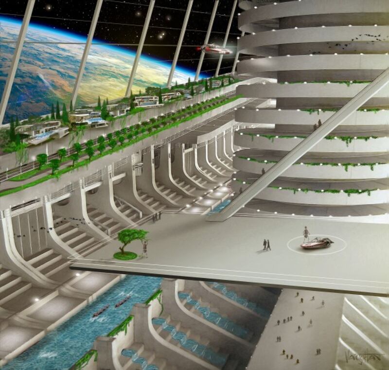 An artist's impression of Asgardians living in space.