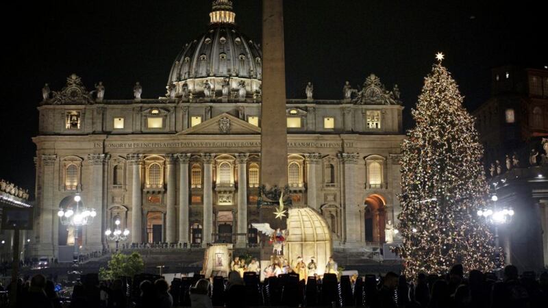 The tree and nativity scene - seen here in those displayed in St Peter&#39;s Square at the Vatican this year - are cheery Christmas traditions. Picture by AP Photo/Andrew Medichini 