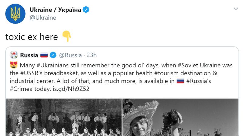 Russia had tweeted about the ‘good ol’ days, when Soviet Ukraine was the USSR’s breadbasket’.