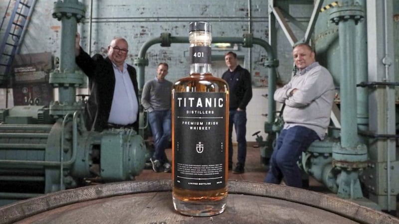 Pictured left to right at the Titanic Pump-house are Titanic Distillers directors Peter Lavery, Stephen Symington, Richard Irwin and Sean Lavery. 