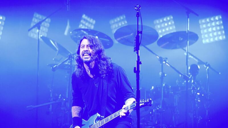 Dave Grohl of Foo Fighters on stage at Glastonbury Festival 