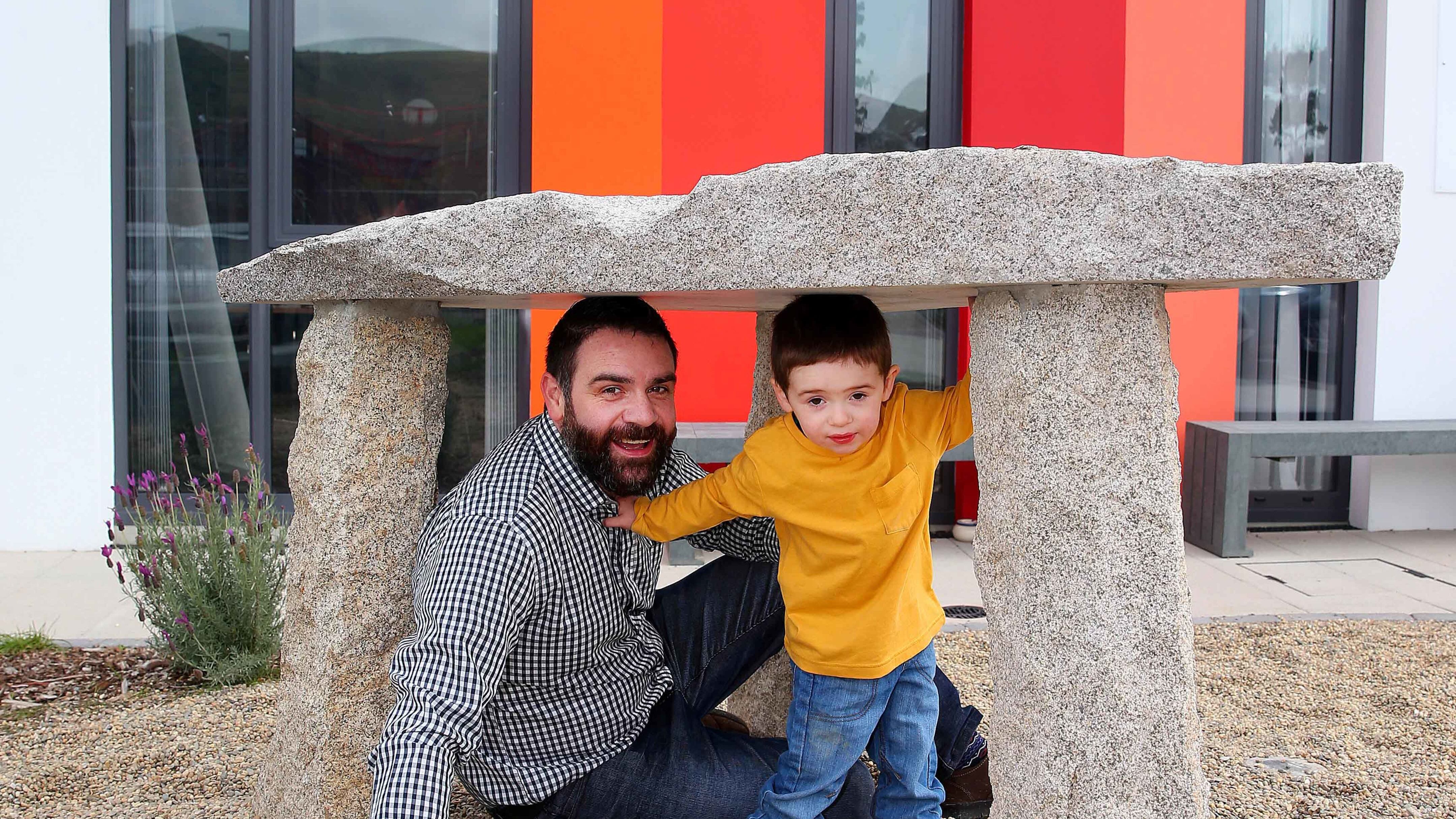 Gearóid Ó Triombaill and his son Donnchadh at the launch of Féile na Carraige Féile na Carraige, a week long community Irish language festival based in west Belfast. Picture by Mal McCann 