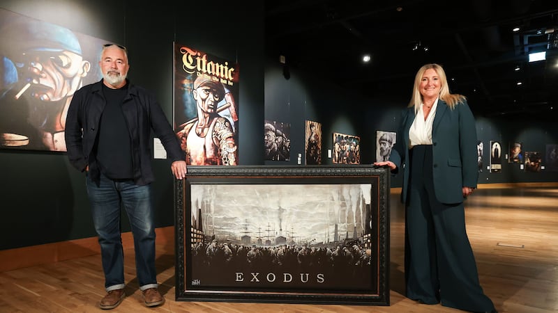 Terry Bradley and Judith Owens of Titanic Belfast launching the Exodus exhibition