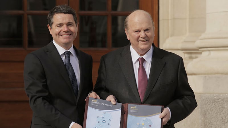 Ministers Michael Noonan (right) and Pascal Donohoe unveil the 2017 Budget<span style="color: rgb(84, 84, 84); font-family: arial, sans-serif; font-size: small;">&nbsp;</span>