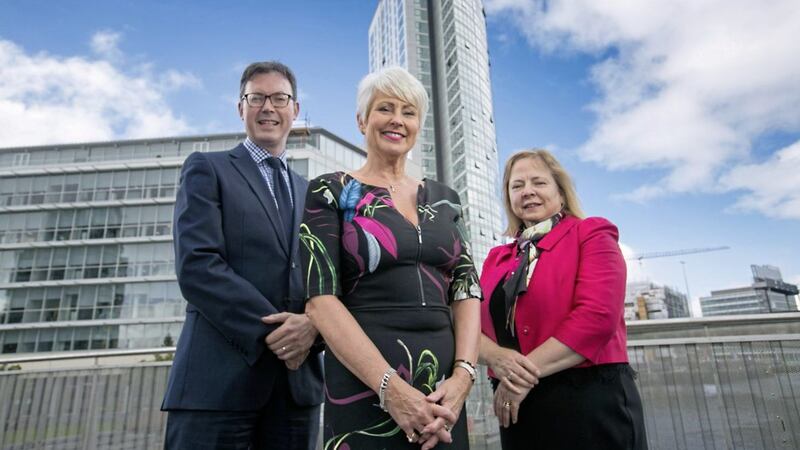 John Brolly, Irish News; Pamela Ballentine, Women in Business member and awards host and Women in Business Chair, Imelda McMillan. This year&#39;s awards will take on November 9 in the Crowne Plaza Hotel 