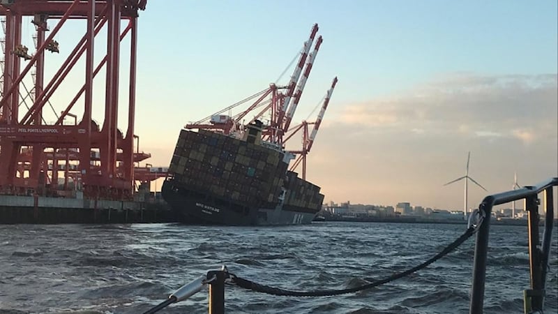 The 294m-long vessel was at risk of capsize and took several hours to right.