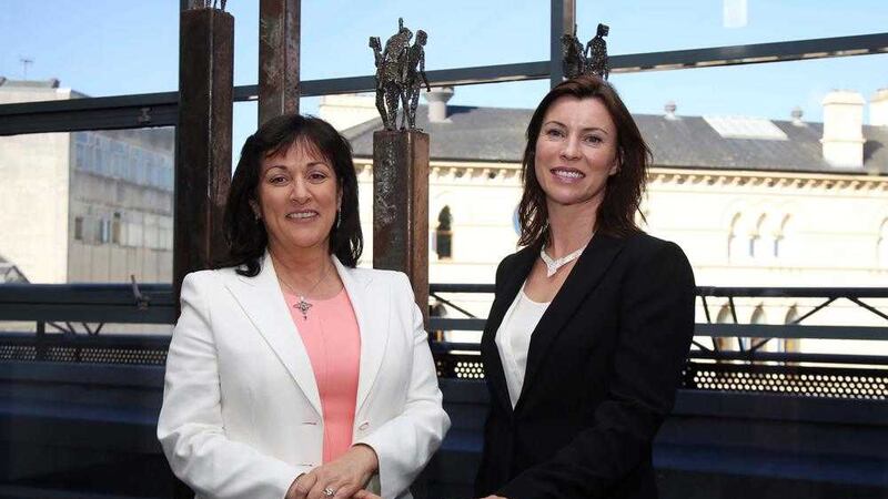 Anne Heraty (left), chief executive of Cpl Resources, and regional head &Aacute;ine Brolly celebrate the official opening of Cpl&#39;s new office in Belfast. Photo: Darren Kidd/Press Eye 