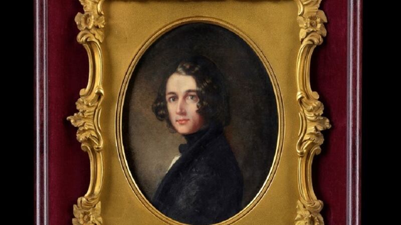 The miniature, which shows the writer aged 31, is being exhibited at the Charles Dickens Museum in London.