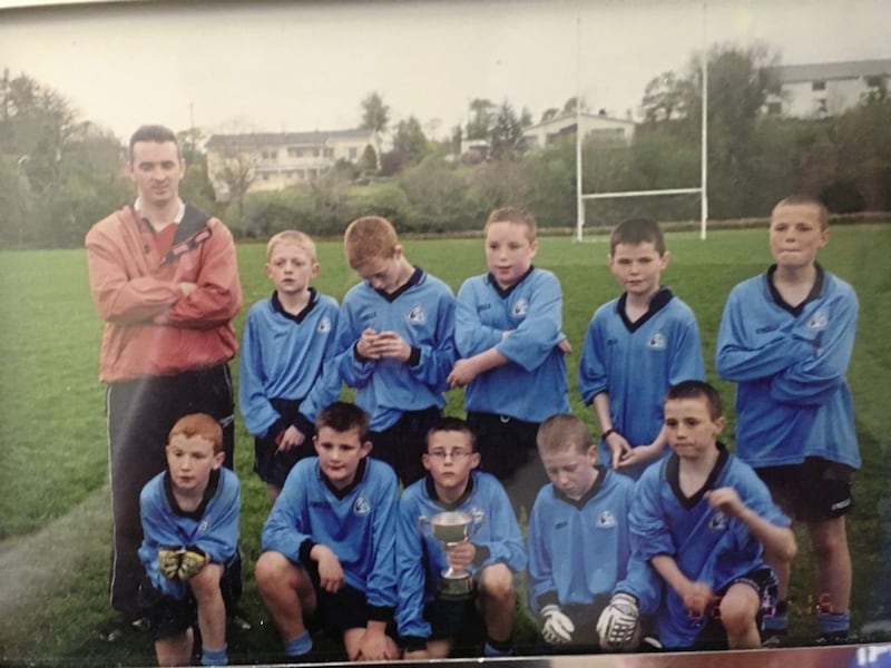 Killclogher Parish Blitz champions 2000. Conall is from on the right and Tiarnan is front row centre with the cup. Sadly team-mates Dominic Earley (back row right) and Matthew Drum (between Tiarnan and Conall) have since passed away 