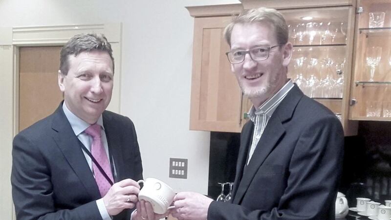 Belleek Group managing director John Maguire (left) with Leinster House catering manager Ken Nolan  