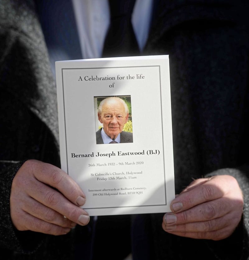 The funeral of Barney Eastwood takes place at St Colmcille's, Holywood, Co Down. Picture Mark Marlow.