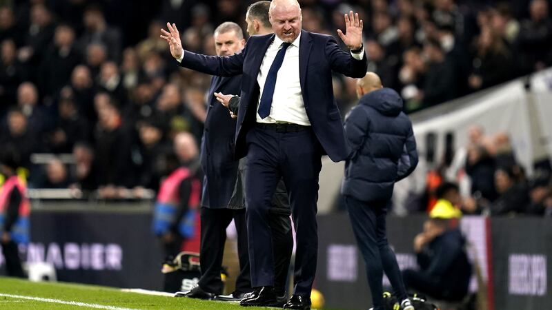 Everton manager Sean Dyche reacts during their 2-1 loss to Tottenham
