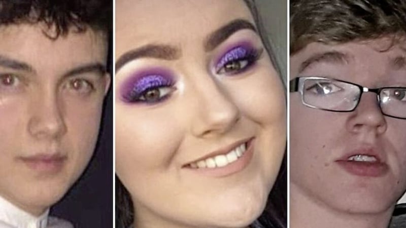 From left, Connor Currie (16), Lauren Bullock (17) and Morgan Barnard (17) died following a crush outside a St Patrick&#39;s Day disco at the Greenvale Hotel in Cookstown  