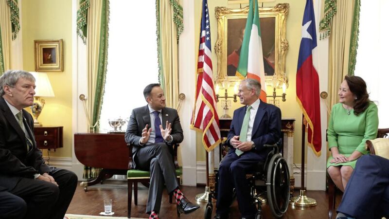 Taoiseach Leo Varadkar meets Texas governor Greg Abbott and his wife Cecilia Nee Phalen at the Governors Mansion in Austin at the beginning of his week long visit to the US Picture by Niall Carson/PA 
