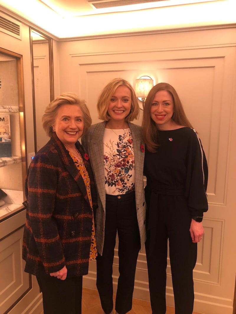 Hillary and Chelsea Clinton with Fearne Cotton