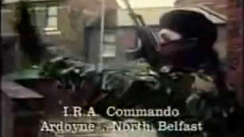 The IRA &#39;commander&#39; in Ardoyne was known to police intelligence as &#39;agent AA&#39;. He is pictured here in a balaclava in a propaganda video in the late 1980s. 