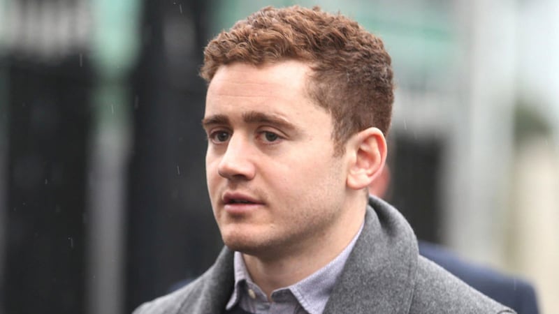 Paddy Jackson pictured in Belfast on his way into court this morning&nbsp;
