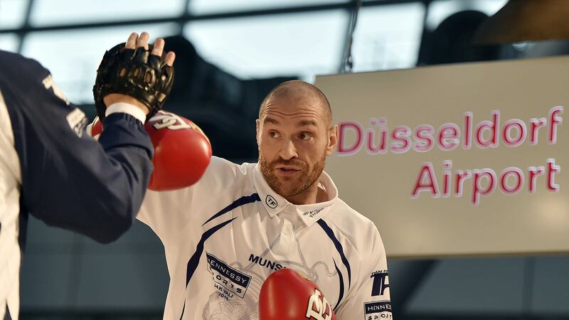 Tyson Fury trains in Dusseldorf airport on Wednesday&nbsp;