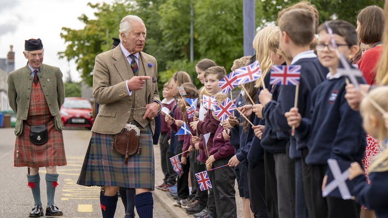 The King met local school children during his visit (Jane Barlow/PA)