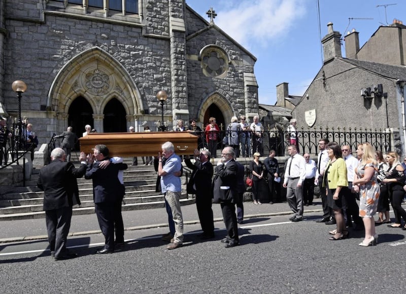The funeral of Seamus Ruddy at St Catherine&#39;s Church in Newry on Saturday. Picture by Colm Lenaghan/Pacemaker 