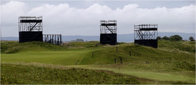 Work continues at Portrush Golf Club ahead of The Open. Picture by Hugh Russell 