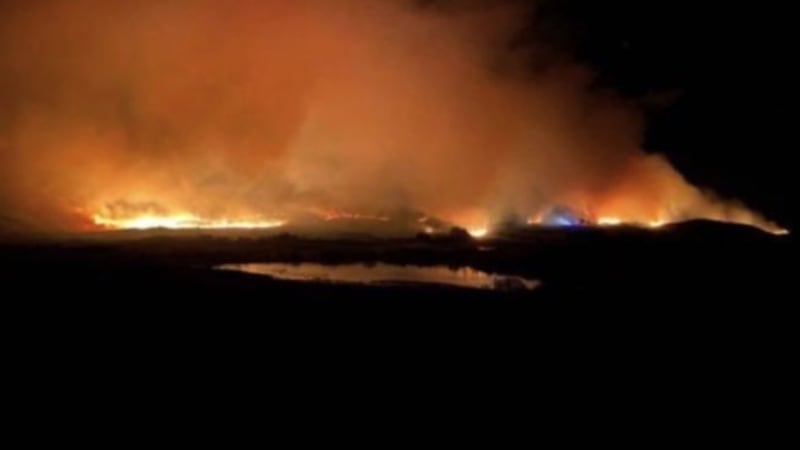 &nbsp;Firefighters battled a large gorse fire outside Loughmacrory in Co Tyrone last night