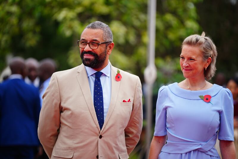 Home Secretary James Cleverly with his wife Susannah Cleverly