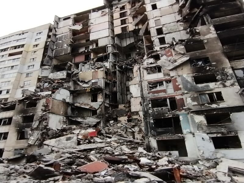 Oleg Dmitriev saw destroyed buildings in Kharkiv