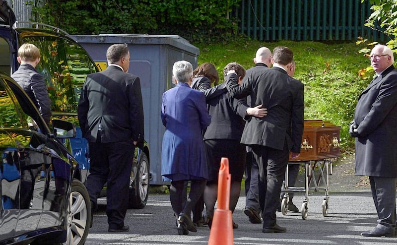 The Funeral of respected journalist Seamus Kelters took place at St Michaels on Finaghy Road North in Belfast. .Picture by Arthur Allison/Pacemaker Press.