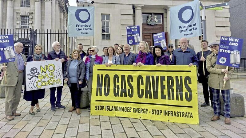No Gas Caverns protestors pictured outside the High Court in Belfast during a previous legal challenge. They now say they will appeal August&#39;s High Court decision 