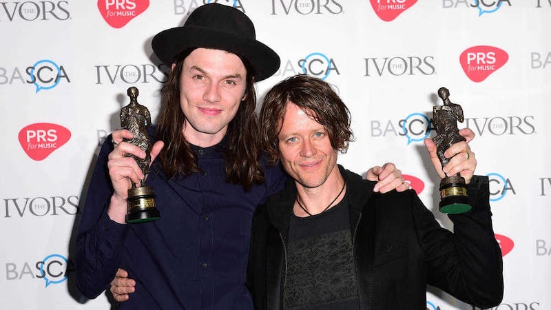 James Bay and Iain Archer with the PRS award for Music Most Performed Work. Picture by Ian West/PA Wire 
