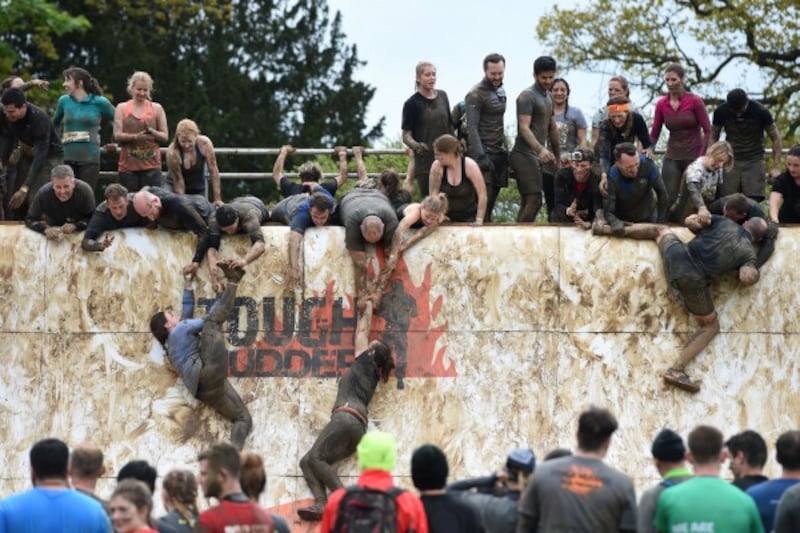 Participants take on the first Tough Mudder of the year at the Culden Faw Estate in Henley-on-Thames