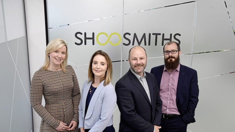 Shoosmiths Belfast partners (from left) Gillian Crotty, Sarah Ewing, Jason Byrne and John Palmer 