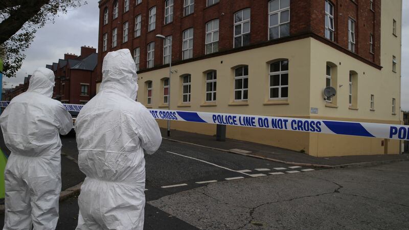 Three men have been stabbed on the Limestone Road in north Belfast. Picture by Hugh Russell