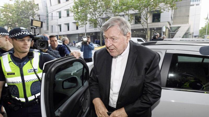 Cardinal George Pell arrives at the Magistrates Court in Melbourne, Australia Picture by Joe Castro AP 