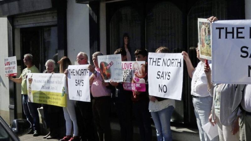 A protest was held by a pro-life group outside the offices of Sinn F&eacute;in northern leader and Mid-Ulster MLA Michelle O&#39;Neill yesterday 